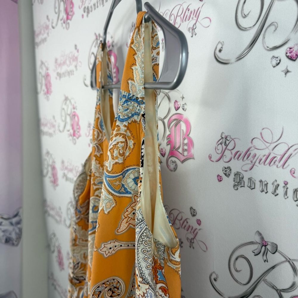 Lila rose dress flowy ornate orange blue white Paisley Print Sleeveless Dress - Picture 6 of 11